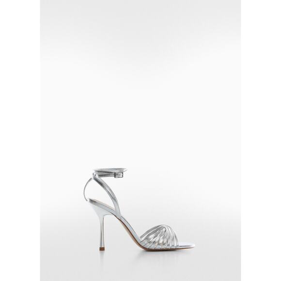 MANGO Strappy Heeled Sandals - 9 - Silver - Picture 1 of 4